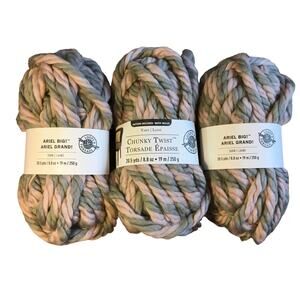Loops and Threads Yarn Ariel Big Chunky Twist Pink Grey *Lot of 3* Giant Skeins